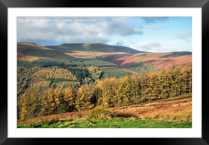 Waun Rydd Clothed with Autumn Trees Brecon Beacons Framed Mounted Print by Nick Jenkins