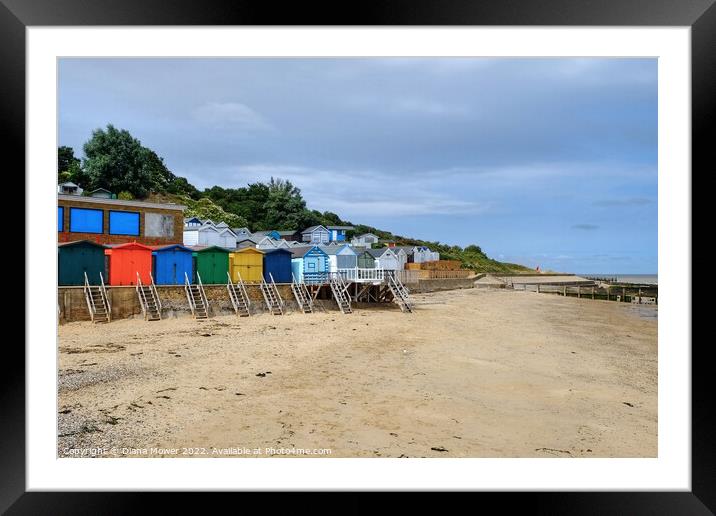 The Naze Beach Huts Framed Mounted Print by Diana Mower