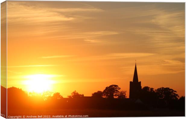 Village Church sunset Canvas Print by Andrew Bell