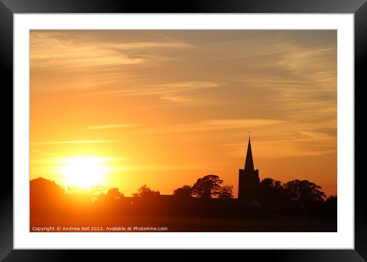 Village Church sunset Framed Mounted Print by Andrew Bell
