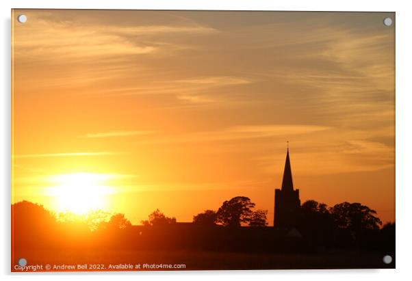 Village Church sunset Acrylic by Andrew Bell