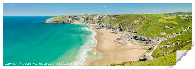Trebarwith Strand panorama Print by Justin Foulkes