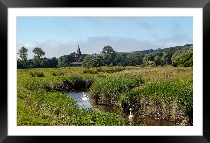 River Cuckmere deep between banks Framed Mounted Print by Sally Wallis
