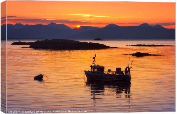 Isle of Skye Sunset, across Loch Alsh Scotland. Canvas Print by Barbara Jones