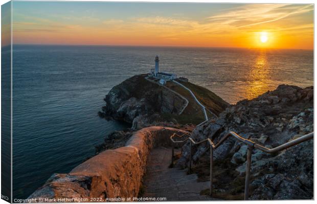 Anglesey South Stack sunset Canvas Print by Mark Hetherington