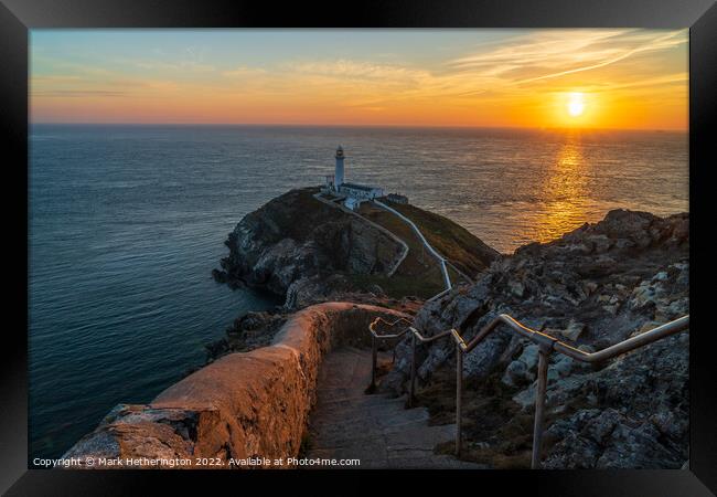 Anglesey South Stack sunset Framed Print by Mark Hetherington