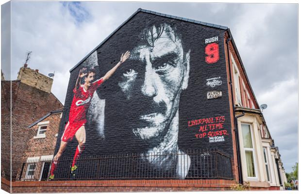 Ian Rush mural opposite Anfield stadium Canvas Print by Jason Wells