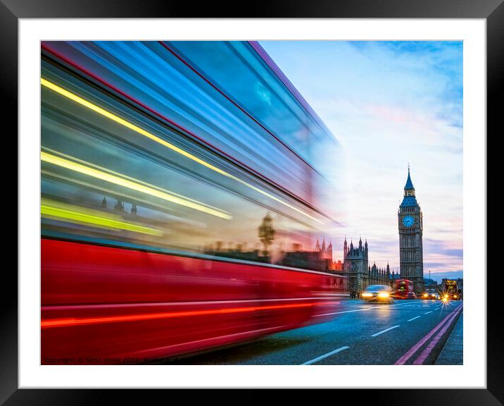 London at night Framed Mounted Print by Simo Wave