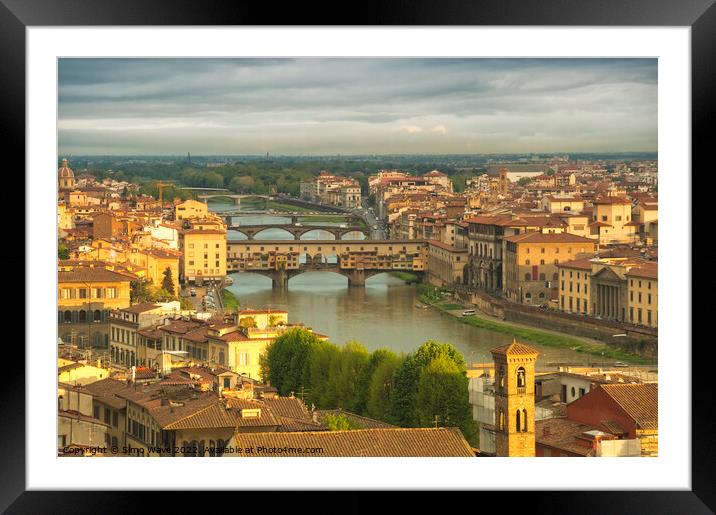 Aerial view of Florence Framed Mounted Print by Simo Wave