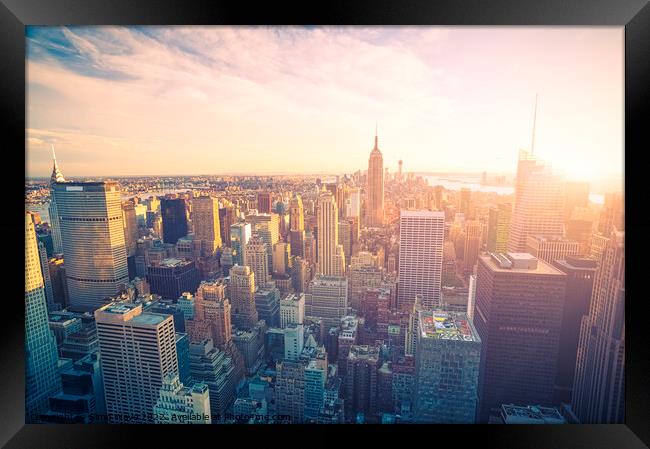 New York City skyline Framed Print by Simo Wave