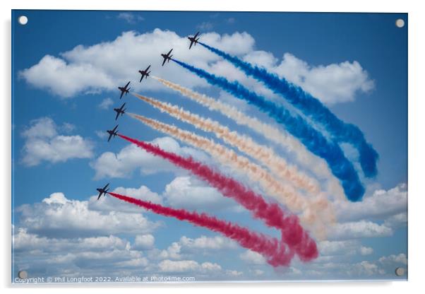 Multicoloured trails by the Red Arrows Acrylic by Phil Longfoot