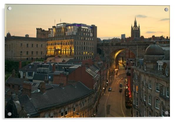 Sundown on Newcastle Acrylic by Rob Cole
