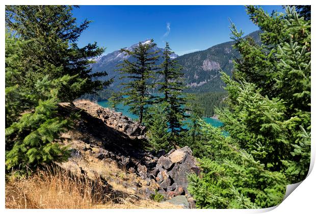 Glacier mountain lake in the north Cascades of Washington State  Print by Thomas Baker