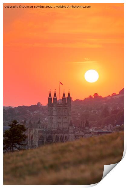 Bath Abbey sunset Print by Duncan Savidge
