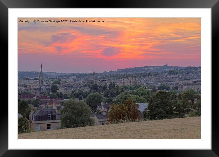 Sunset over Bath skyline Framed Mounted Print by Duncan Savidge