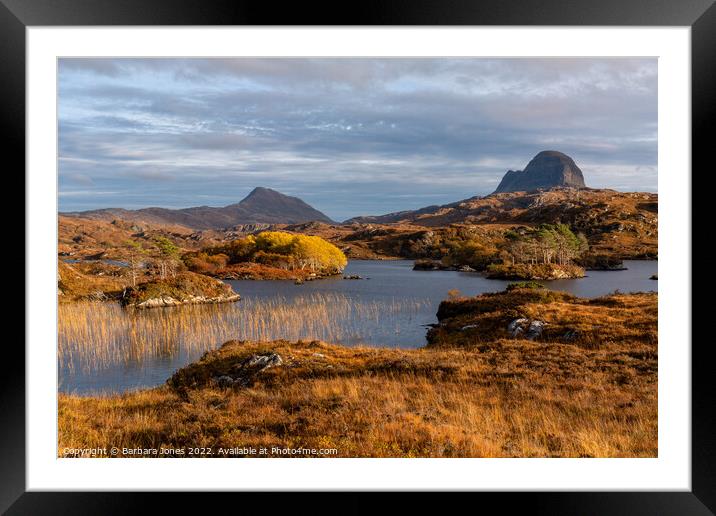 Suilven and Canisp, Autumn Colours Scotland. Framed Mounted Print by Barbara Jones