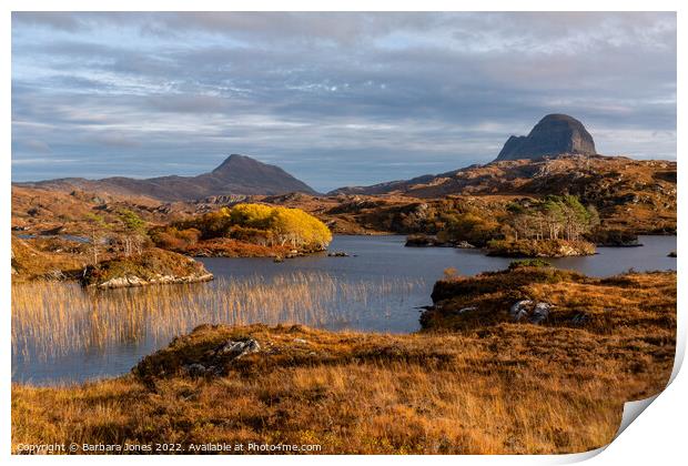 Suilven and Canisp, Autumn Colours Scotland. Print by Barbara Jones