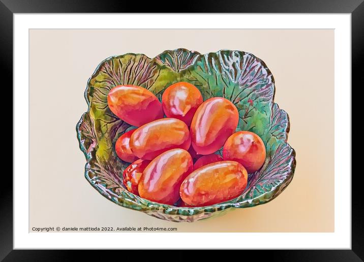 WATERCOLOR PAINTED EFFECT on  perini tomatoes Framed Mounted Print by daniele mattioda