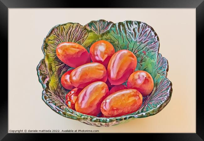 WATERCOLOR PAINTED EFFECT on  perini tomatoes Framed Print by daniele mattioda
