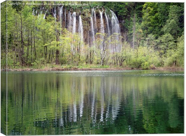Waterfall and Reflection Plitvice National Park Canvas Print by Nick Jenkins