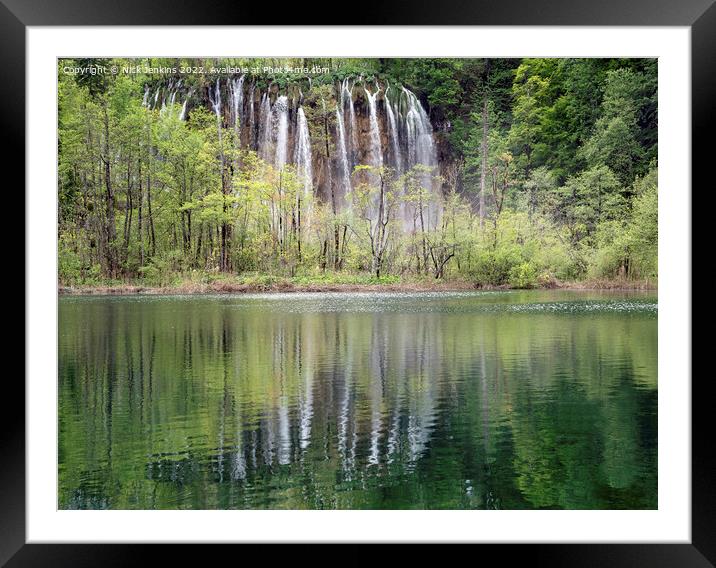 Waterfall and Reflection Plitvice National Park Framed Mounted Print by Nick Jenkins