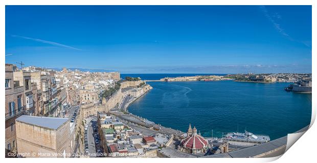 Grand Harbour in Valletta, Malta Print by Maria Vonotna