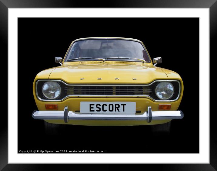 Yellow Mark 1 Ford Escort Framed Mounted Print by Philip Openshaw