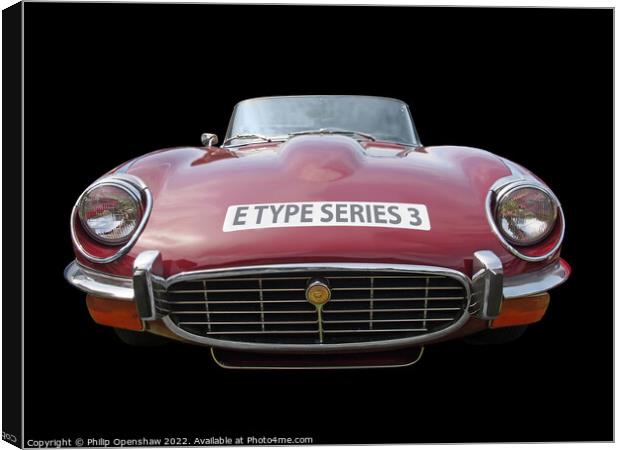 Red Jaguar E Type Sports Car Canvas Print by Philip Openshaw