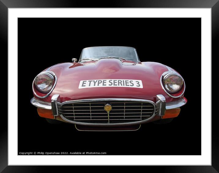 Red Jaguar E Type Sports Car Framed Mounted Print by Philip Openshaw