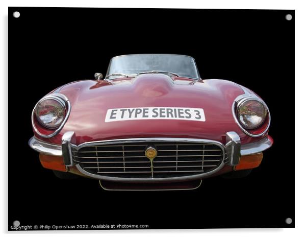 Red Jaguar E Type Sports Car Acrylic by Philip Openshaw