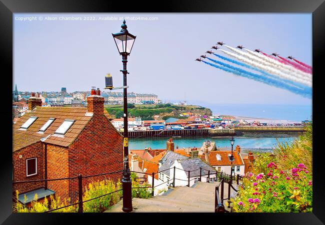 Whitby Red Arrows  Framed Print by Alison Chambers