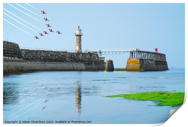Whitby Pier Red Arrows  Print by Alison Chambers