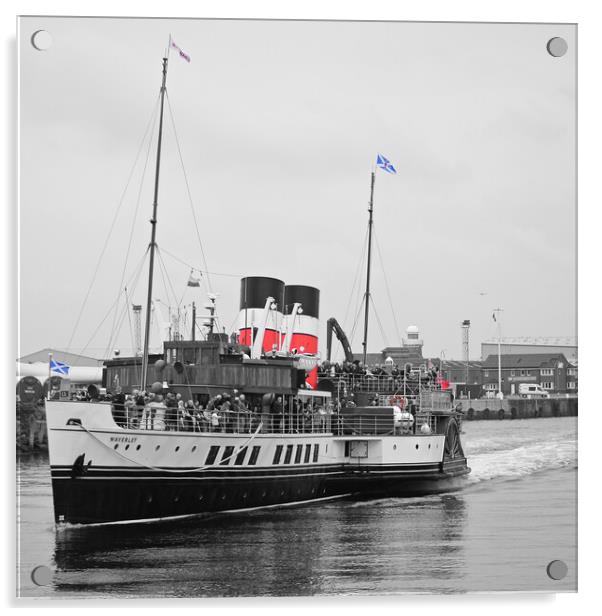 Paddle steamer Waverley leaving Ayr (colour splash Acrylic by Allan Durward Photography