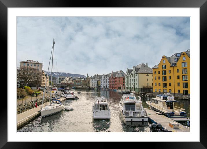 Alesund Norway with sailing boats Framed Mounted Print by kathy white