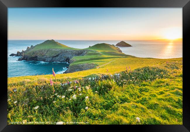The Rumps at sunrise, Cornwall Framed Print by Justin Foulkes