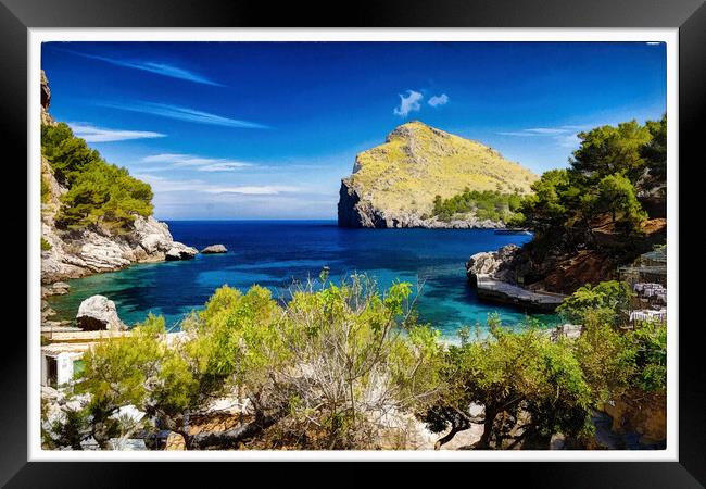 Panoramic of La Calobra cove- CR2205-7548-ABS Framed Print by Jordi Carrio