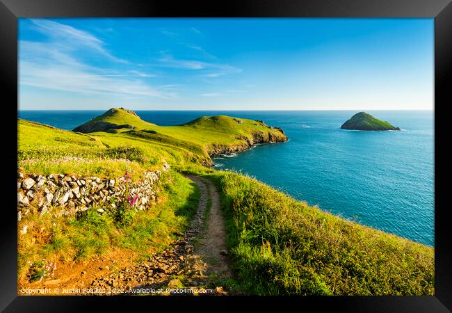The South West Coast Path at the Rumps, Cornwall Framed Print by Justin Foulkes