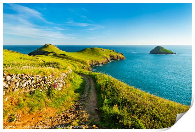 The South West Coast Path at the Rumps, Cornwall Print by Justin Foulkes
