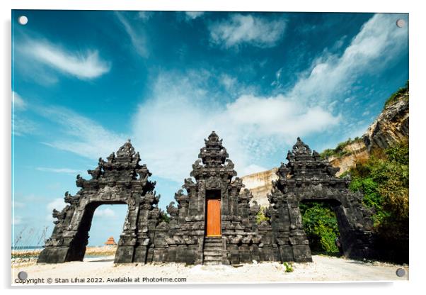 Bali Temple gate entrance at beach Acrylic by Stan Lihai