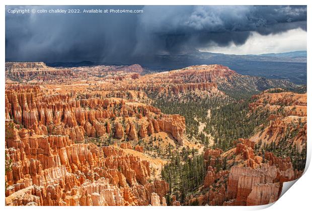 Storm Clouds in Bryce Canyon Print by colin chalkley