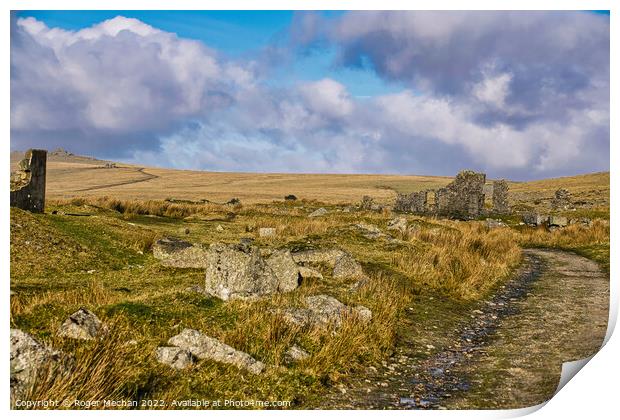 Trekking through Dartmoor Print by Roger Mechan