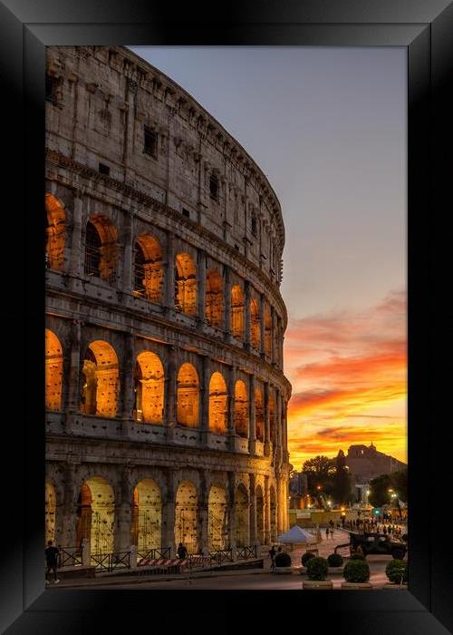 Colosseum in Rome at Sunset Framed Print by Artur Bogacki