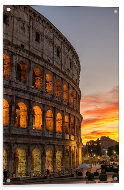 Colosseum in Rome at Sunset Acrylic by Artur Bogacki