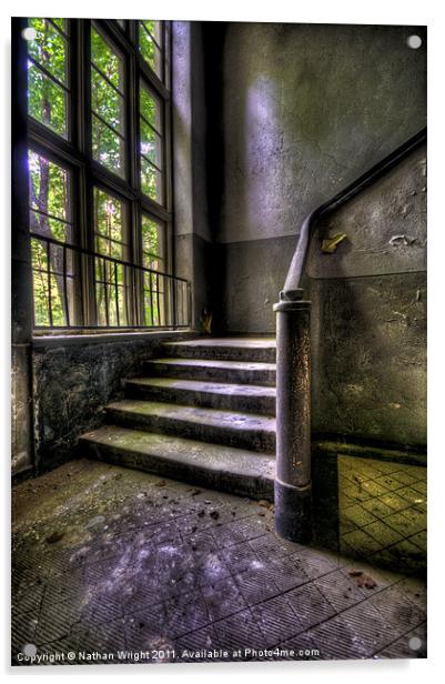 Urbex stairs Acrylic by Nathan Wright