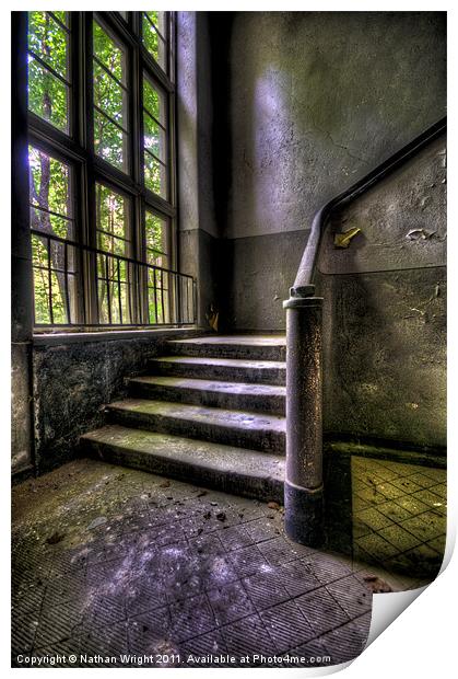 Urbex stairs Print by Nathan Wright