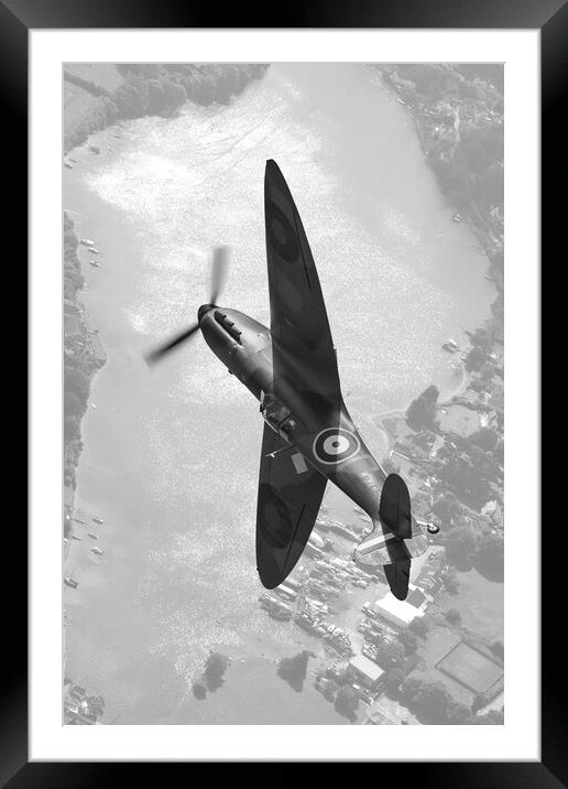 Spitfire over the Fal Estuary Framed Mounted Print by Simon Westwood