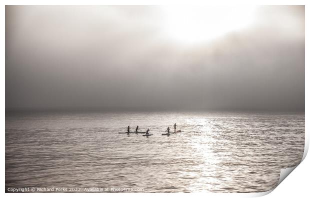 Paddle boarding Scarborough South bay Print by Richard Perks