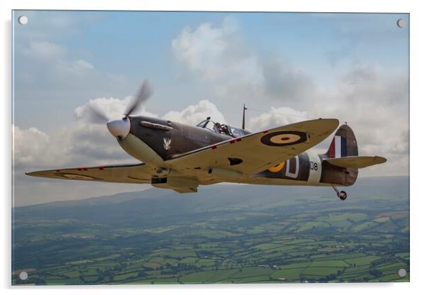 Eagle Squadron Spitfire Acrylic by Simon Westwood