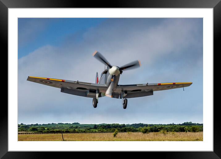 Spitfire Mk.V; Short Finals Framed Mounted Print by Simon Westwood