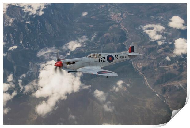 High Flying Spitfire Print by Simon Westwood